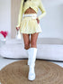 Corrugated shorts + belt GIFT "AMĒLIJA" - light yellow PRE-ORDER